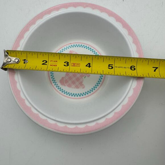 Hallmark Bunny Kids Plate Bowl Set Pink Blue Tulip Spring Easter 80s Vintage - Picture 9 of 9